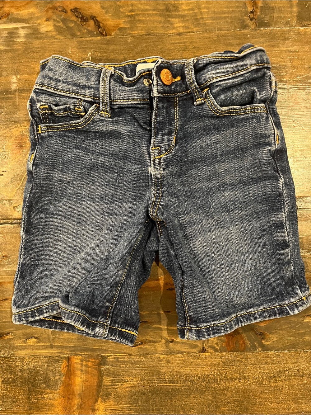 Old Navy Blue Denim Kids Shorts with Yellow Stitching
